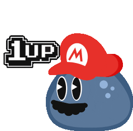 Slime déguisé en Mario avec la moustache et la casquette